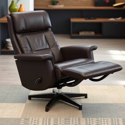 Dark brown leather recliner armchair with a footrest