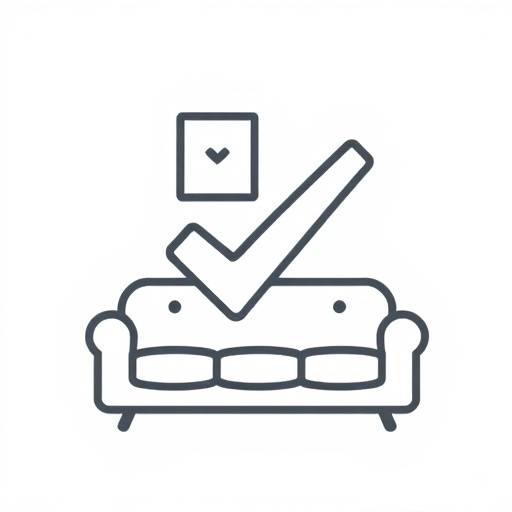 Icon of choosing furniture with a checkmark.